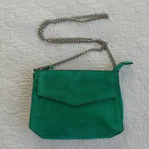 ZARA Green Suede Crossbody Bag